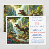 Uitnodiging 5e verjaardagsfeestje dinosaurus jonge (Voorkant / Achterkant)