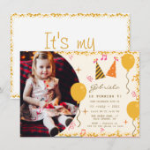 Uitnodiging 5e verjaardagsfeestje met foto informatiekaartje (Voorkant / Achterkant)