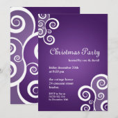 Uitnodiging 5x7 feestje Elegante krullen paars (Voorkant / Achterkant)