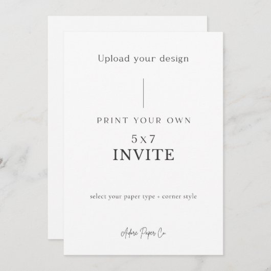 Uitnodiging 5x7: Upload uw eigen bestand (Voorkant / Achterkant)