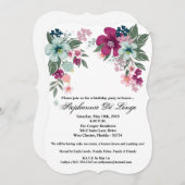 Uitnodiging 5x7 verjaardagsfeest Tropische bloem o (Voorkant / Achterkant)