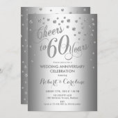 Uitnodiging 60-jarig huwelijksfeest - Zilver Wit (Voorkant / Achterkant)