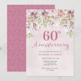 Uitnodiging 60-jarig Huwelijksjubileum Roze Bloeme