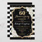 Uitnodiging 60-jarig jubileum - Zwart Wit Goud (Voorkant / Achterkant)