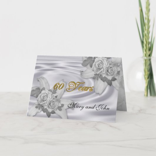 Uitnodiging 60-jarig jubileumfeest witte rozen (Voorkant)