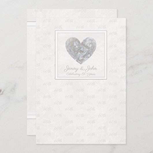 Uitnodiging 60e diamanten bruiloft hart (Voorkant / Achterkant)