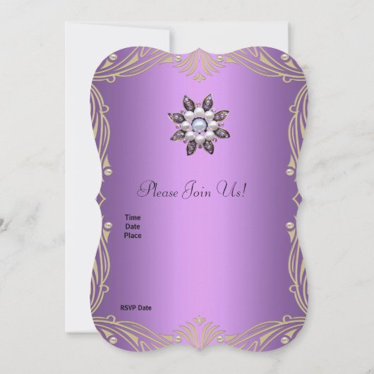 Uitnodiging 60e verjaardag Floral Mauve Pearl Jewe (Achterkant)