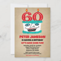 Uitnodiging 60e verjaardag Funny Cake Casual Heren