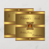Uitnodiging 60e verjaardag Gold op goud (Voorkant / Achterkant)