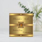 Uitnodiging 60e verjaardag Gold op goud (Staand voorkant)