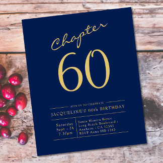 Uitnodiging 60e verjaardag Navy Blue Flyer