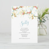 Uitnodiging 60e verjaardag Witte Magnolia's (Staand voorkant)