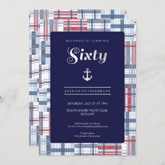 Uitnodiging 60e verjaardag - Zestig aangepaste kan (Voorkant / Achterkant)