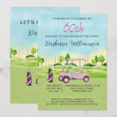Uitnodiging 60e verjaardagsfeest damesgolfer thema (Voorkant / Achterkant)