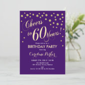 Uitnodiging 60e verlichting - Goud Paars (Staand voorkant)