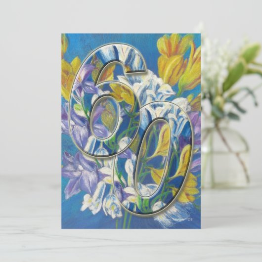 Uitnodiging 60ste huwelijksjubileum Freesias (Staand voorkant)