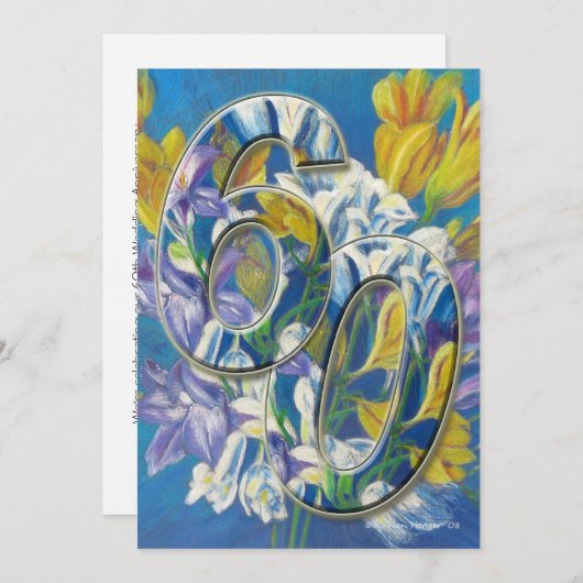 Uitnodiging 60ste huwelijksverjaardag Freesias (Voorkant / Achterkant)