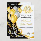 Uitnodiging 60ste verjaardag goud & zilver (Voorkant / Achterkant)