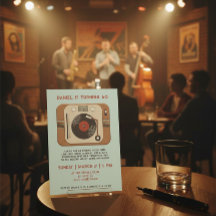 Uitnodiging 60ste verjaardag met retro vinylplaat