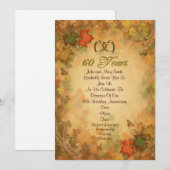 Uitnodiging 60ste verjaardagsfeest herfstbladeren (Voorkant / Achterkant)
