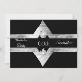 Uitnodiging 60th Birthday Black Silver Jewel (Voorkant)