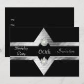 Uitnodiging 60th Birthday Black Silver Jewel (Voorkant / Achterkant)
