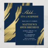 Uitnodiging 69e verjaardag Surprise party Mannen M (Voorkant / Achterkant)