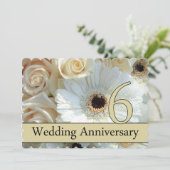 Uitnodiging 6e jubileum roos (Staand voorkant)