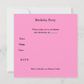Uitnodiging 6e verjaardag Roze Hearts Bow Girl (Achterkant)
