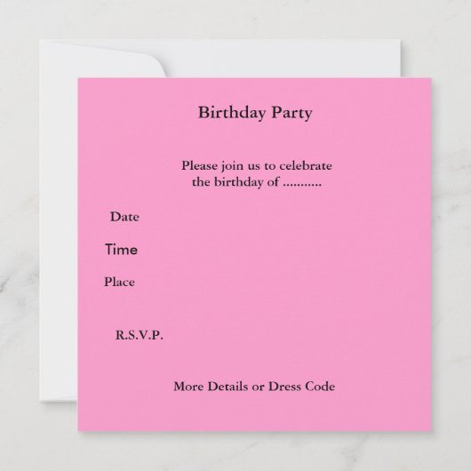 Uitnodiging 6e verjaardag Roze Hearts Bow Girl (Achterkant)