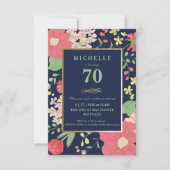 Uitnodiging 70e verjaardag - Elegant Floral, klein (Voorkant)
