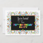 Uitnodiging, 70e verjaardag, levendige kleuren kaart (Voorkant)