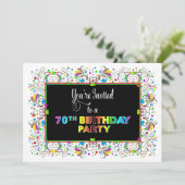 Uitnodiging, 70e verjaardag, levendige kleuren kaart (Staand voorkant)