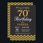Uitnodiging 70e verjaardag Zwart en geel Chevron<br><div class="desc">Uitnodiging voor 70e verjaardag met zwart en geel Chevron. Schoolbord. Volwassen verjaardag. Uitnodiging voor man of vrouw. Voor verdere aanpassing,  klik op de "Pas het aan" knop en gebruik onze ontwerp tool om deze template aan te passen.</div>