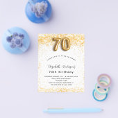 Uitnodiging 70ste verjaardag wit goud glitters bud flyer (Enkel)
