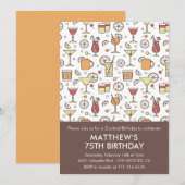 Uitnodiging 75e verjaardag Cocktail Stijlvol Patro (Voorkant / Achterkant)