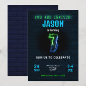 Uitnodiging 7e verjaardag jongen (Voorkant / Achterkant)