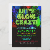 Uitnodiging 80s Eighties Glow Feest (Voorkant)