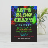 Uitnodiging 80s Eighties Glow Feest (Staand voorkant)