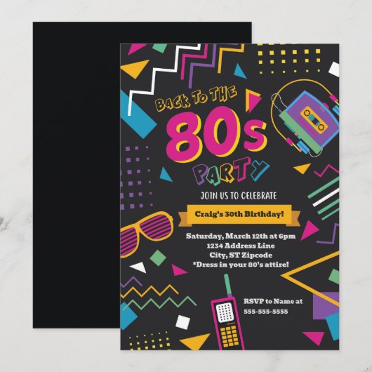 Uitnodiging 80's Feest (Voorkant / Achterkant)