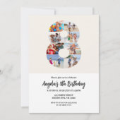 Uitnodiging 8e verjaardag Minimalistisch - Nummer  (Voorkant)