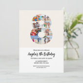 Uitnodiging 8e verjaardag Minimalistisch - Nummer  (Staand voorkant)