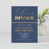 Uitnodiging 90ste verjaardag Verjaardagsdiner Goud (Staand voorkant)