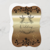 Uitnodiging a la boda elegante dorada (Voorkant / Achterkant)