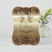 Uitnodiging a la boda elegante dorada (Staand voorkant)