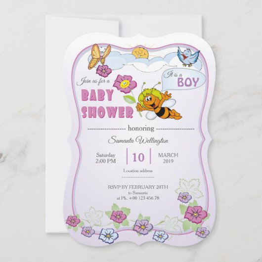 uitnodiging aan het baby shower (Voorkant)