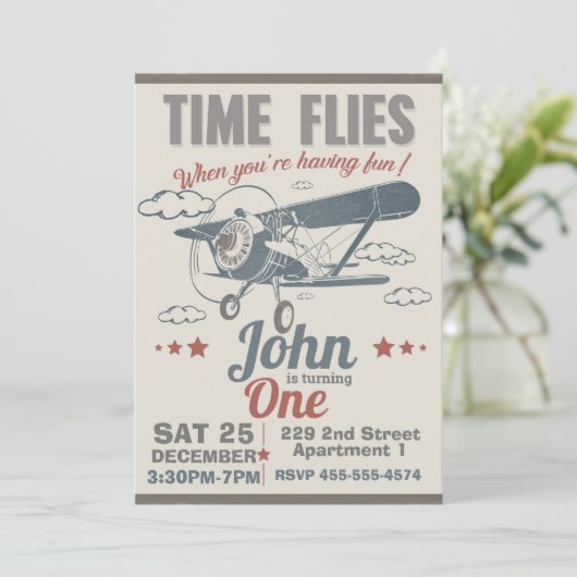 uitnodiging aan het vliegtuig - uitnodiging aan h (Staand voorkant)