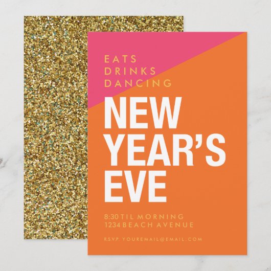 Uitnodiging, aanbod en moderne nieuwjaarsdag kaart (Voorkant / Achterkant)