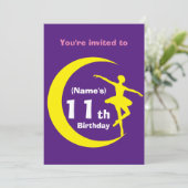 Uitnodiging Aangepaste Ballerina 11e verjaardag-vo (Staand voorkant)