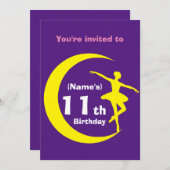 Uitnodiging Aangepaste Ballerina 11e verjaardag-vo (Voorkant / Achterkant)